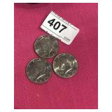 3 Uncirculated 1983 Kennedy Half Dollar Coins