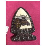 Display Arrow Head w/ Moose Picture Carved