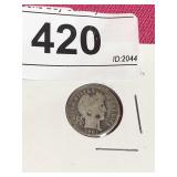 1901 Barber Dime .9 Silver Rare 119 Year Old