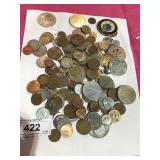 Foreign Coins in Silver Dish - Some Silver Coins