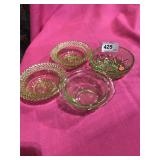 4 Pieces Vintage Green Glass Small Bowls