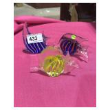 3 Art Glass Fish