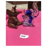 Art Glass & Wood Look Elephants