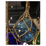 Light Blue Glass Ball in Netting - Glass Float