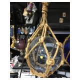 Smokey Glass Ball in Netting - Glass Float