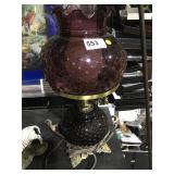 Vintage purple hobnail electric lamp