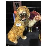 Tiger statue, signed