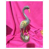 Asian crane, wooden. Does have beak damage see