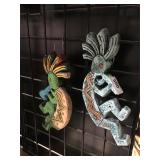 2 pieces ceramic Kokapelli art