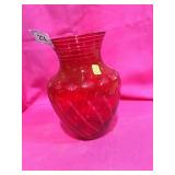 Red Cut to Clear Vase