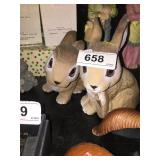 2 bunny figurines