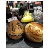 2 SW Style Painted Gourds