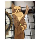 Carved Wood Raccoon Wall Hanging