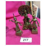 3 Indian Brass Figurines
