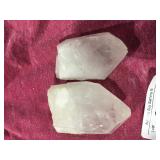 2 large quartz crystal points
