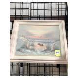 Framed Sunset on Beach w/ Row Boat