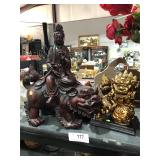 Budhha on Foo Dog & Gold Toned Foo Dog