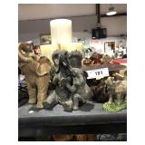 3 Elephant Figurines &  Elephants Holding Tray