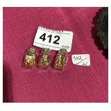 3 Small Vials of Gold Flake Foil
