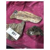 3 pieces of petrified wood stones
