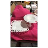 Milk Glass Dish & Candle Stand