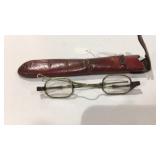 Silver war era glasses w/feather case