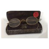 Silver war era glasses w/metal case