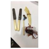 French ivory knives & letter opener