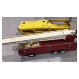 2 Tin Toys, Tonka - Car Carrier & Fire Truck