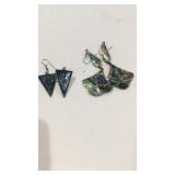 2 pairs of Alpaca Abalone Mexico Earrings