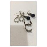 Sterling silver Earrings 3 Pairs  wt 10.7 g