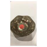 Silver plate dish W/grape design 3 1/2" Across