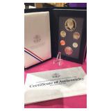 1990 US Mint Prestige Set 6 Coins in Display Box