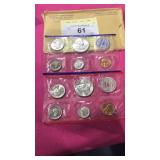 1961 P&D Uncirculated Coin Sets 5 Coins Each
