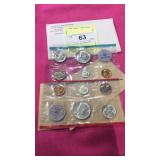 1964 P&D Uncirculated Coin Sets 5 Coins Each