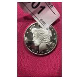 .999 1oz Silver Bar - Peace Silver Dollar Motif