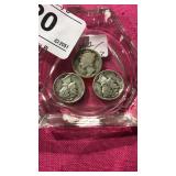 3 -.9 Silver Dimes 1916P, 1942P, 1943P