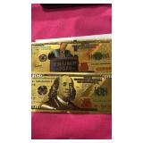 2009A 24k Gold Plated Faux US $100.00 Note &