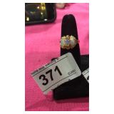 Gold Toned Ring w/ Sim. Opal Stones sz 7.25