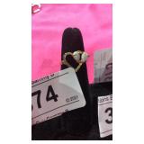 Gold Toned Heart Ring w/ Sim. Opal Stone sz 6