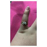 Gold Toned Ring w/ Sim. Opal Stones sz 5.25