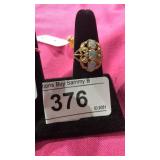 Gold Toned Ring w/ Sim. Opal Stones sz 8