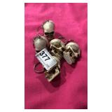 5 Skull Key Rings - Halloween Favors