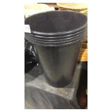 5 Large Black Pots, Wicker Baskets, 3 Trash Cans