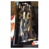 Box of Kitchen Knives & Utensils