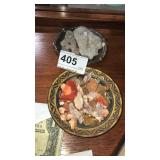 Pieces of Orange / Gold Toned Rock Chips & Crystal