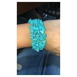 Blue Stone Bead Bracelet Stretchy