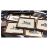 Eight small train pictures, vintage