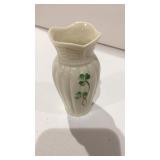 "Miniature" Belleek vase, shamrock style