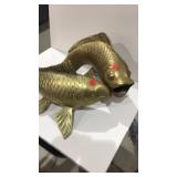 2 Brass Koi Fish Statues